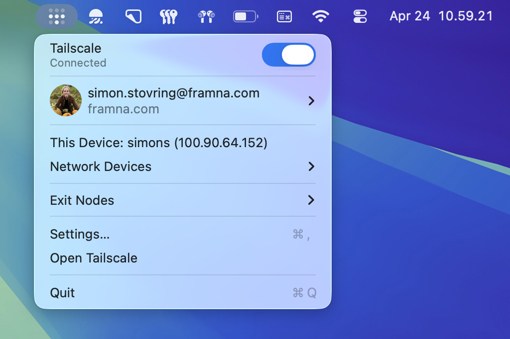 Tailscale running on macOS